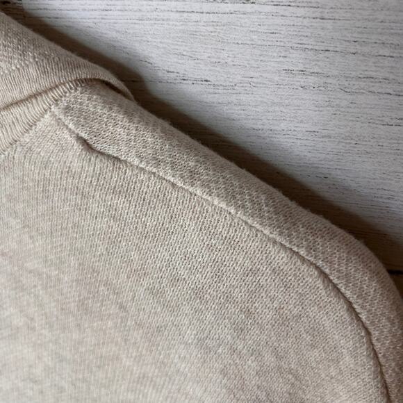 Loft Cardigan Womens Size Medium Oatmeal Open Knit Cotton Blend Pockets - Picture 12 of 15
